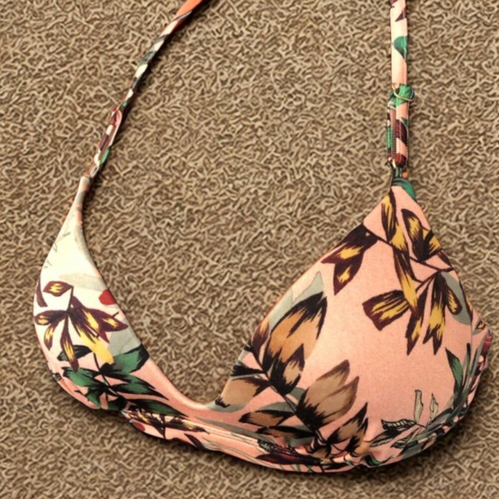 Athleta Tropical Bikini Top with Intricate Back
